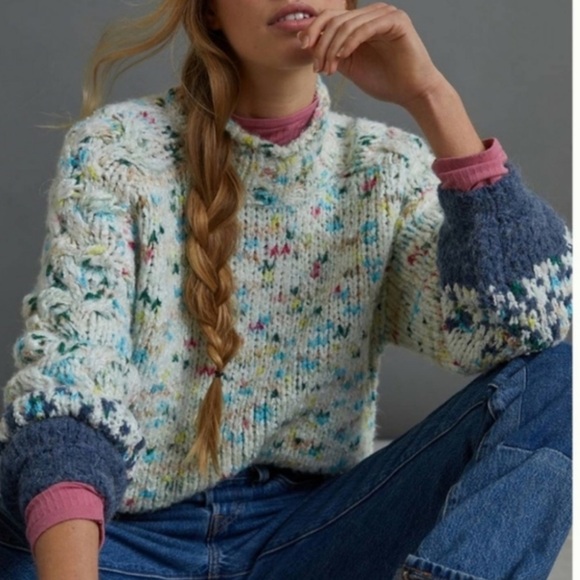 Anthropologie Sweaters - Anthropologie Size Small Multi Color Thick Knit Gaia Mock Neck Sweater
